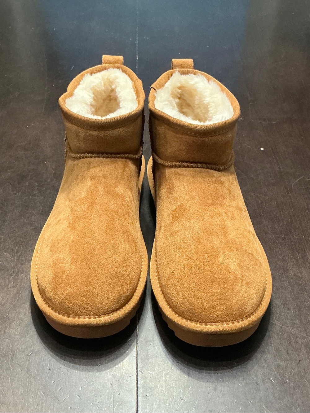Soda Chestnut Brown Faux-Shearling Ankle Booties